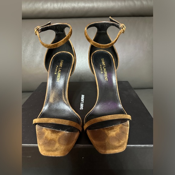 SAINT LAURENT SUEDE BROWN OPYUM HEELS - Picture 3 of 12